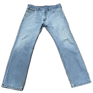 Levis 505 Jeans Men Blue Straight American Cowboy Workwear Distress Denim 33x30